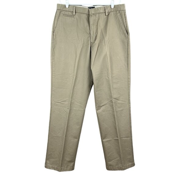 Dockers Men's Relaxed Fit Tan Pants Size 38x34 Flat Front Cotton - Picture 2 of 11